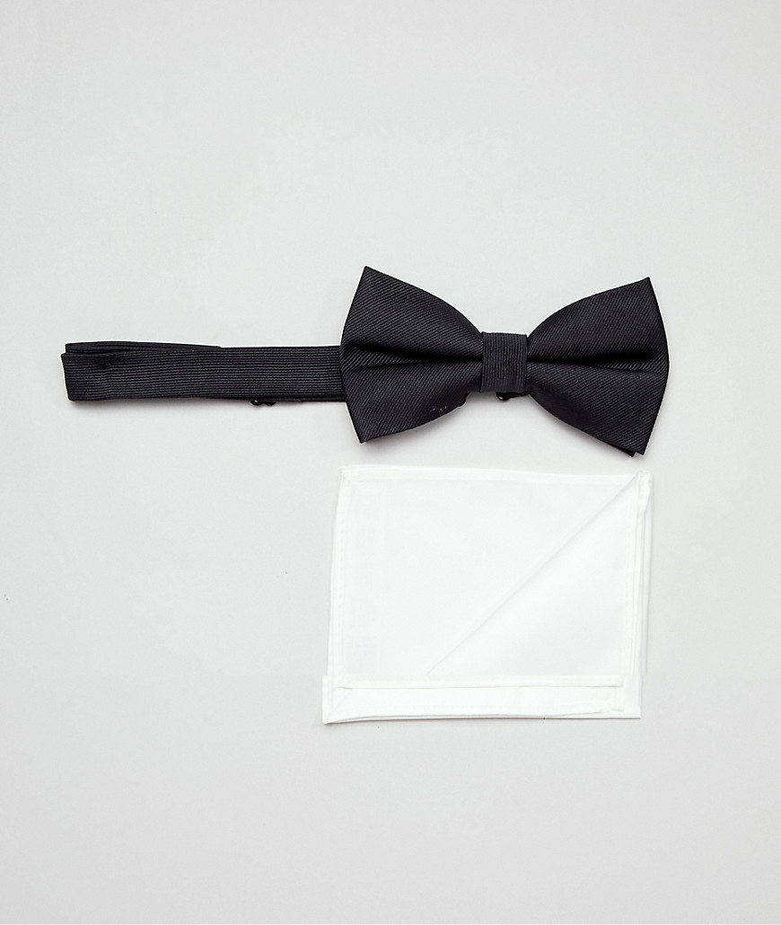 ASOS DESIGN tie and pocket square pack in black-Multi