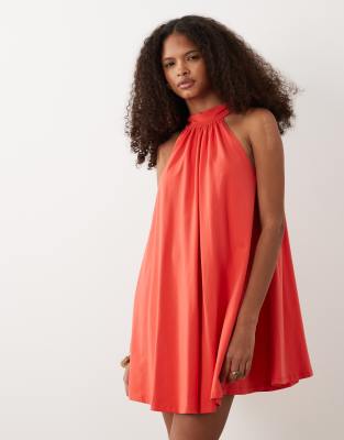 ASOS DESIGN tie back detail mini dress in red