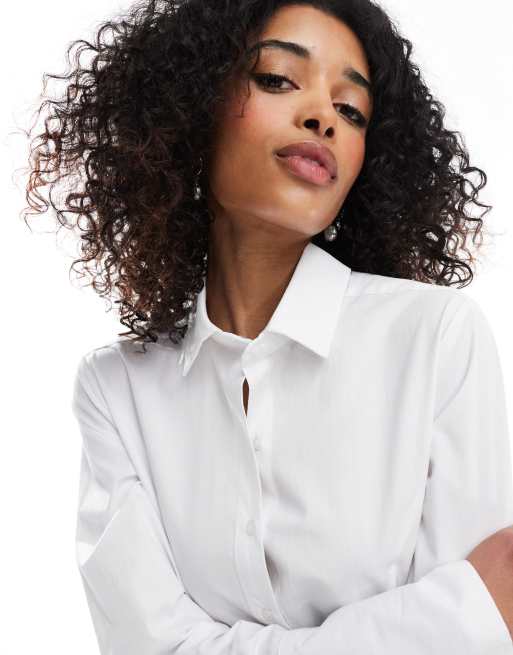 ASOS DESIGN tie back fitted shirt in white
