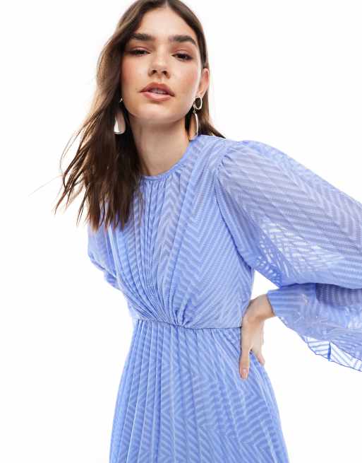 Asos blue pleated shops dress