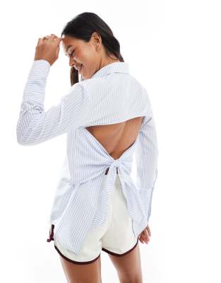 Asos Design Tie Back Oversized Shirt