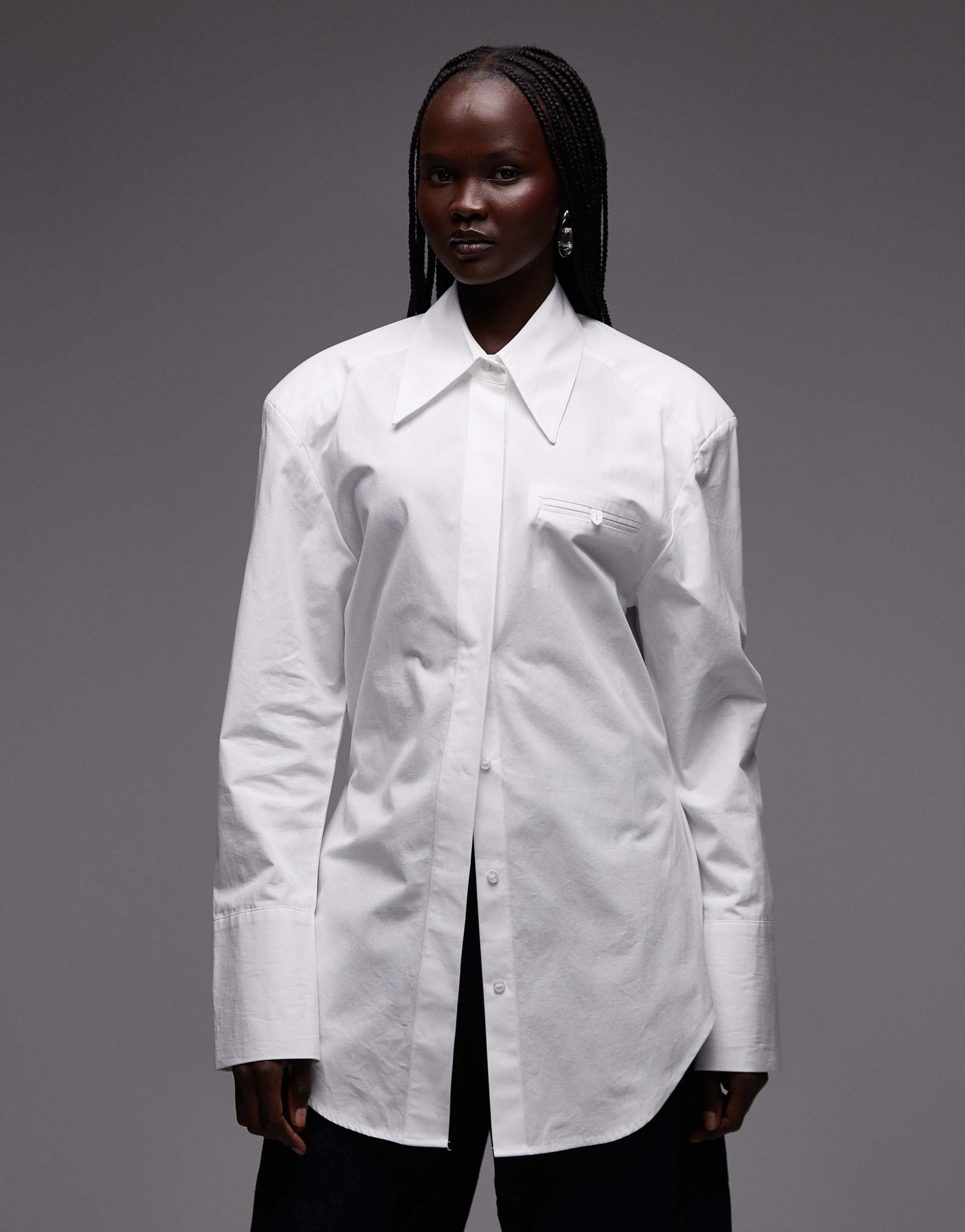 asos design tie back shirt with shoulder pads in white