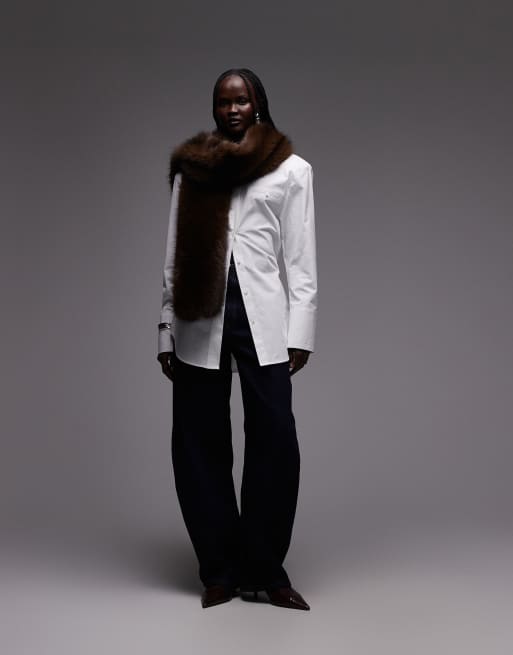 ASOS DESIGN tie back shoulder pad shirt in white, 2 of 4