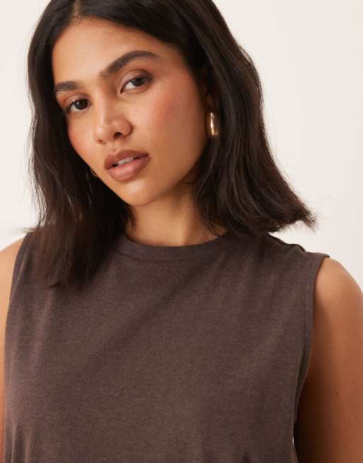 ASOS DESIGN tie detail cinched mini dress in brown