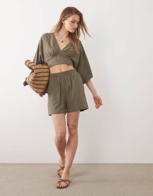 Asos Design Tie Detail Shorts In Gray