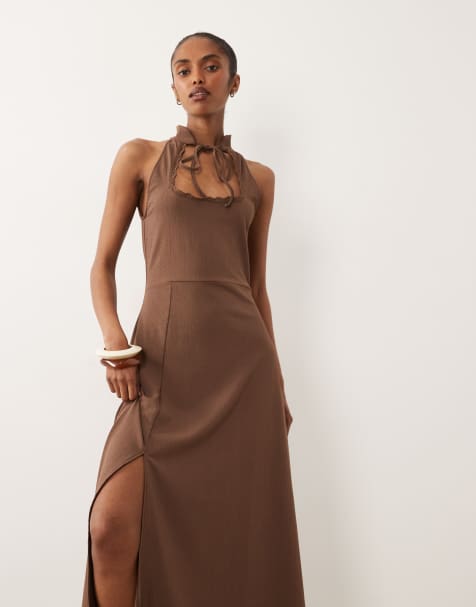 ASOS DESIGN tie detail stand collar sleeveless crepe mini dress in black - view 1