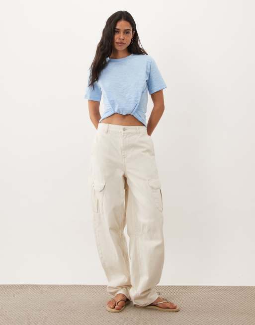 ASOS design tie detail tee with texture fabric in light blue, 3 of 4