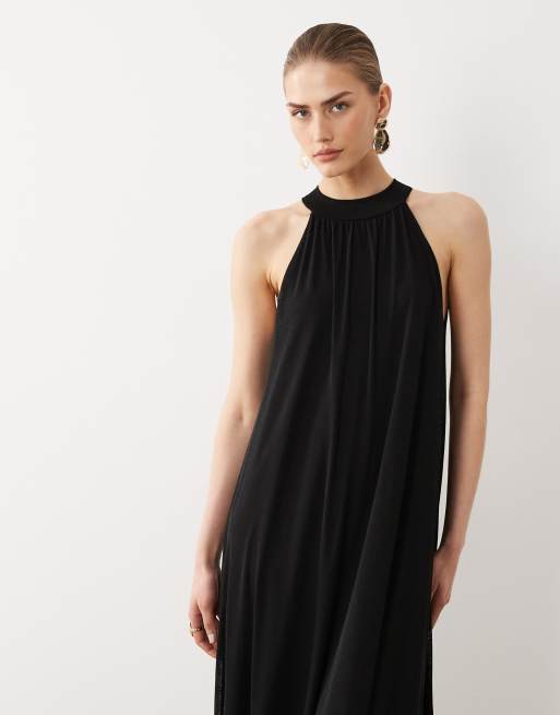 ASOS DESIGN tie detail trapeze mesh dress in black, 2 of 4