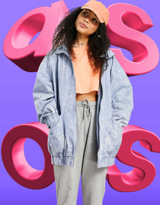 ASOS DESIGN - Tie-dye bomberjack in blauw