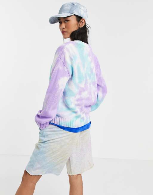 ASOS DESIGN tie dye jumper in lilac