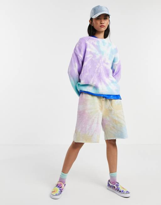 ASOS DESIGN tie dye sweater in lilac