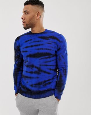 ASOS DESIGN - Tie-dye sweatshirt in blauw