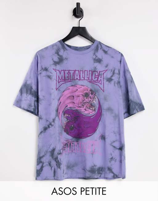 ASOS DESIGN - Tie-dye T-shirt met Metallica-licentie print in blauw