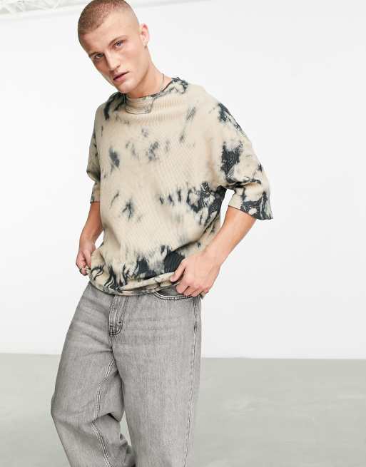 ASOS DESIGN - Tie-dye T-shirt met wafelstructuur