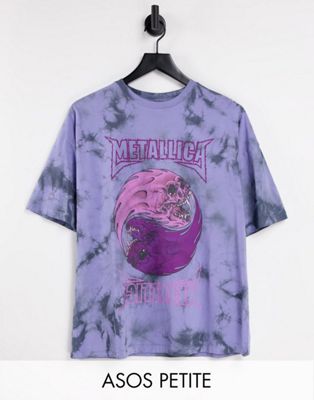 ASOS DESIGN tie dye t-shirt with Metallica print in blue