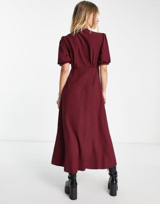 burgundy tie front dress