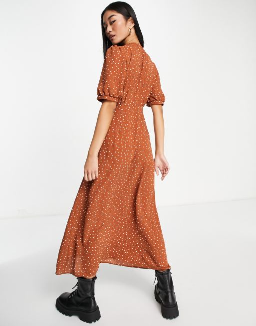 Rust spot print shirt dress sale