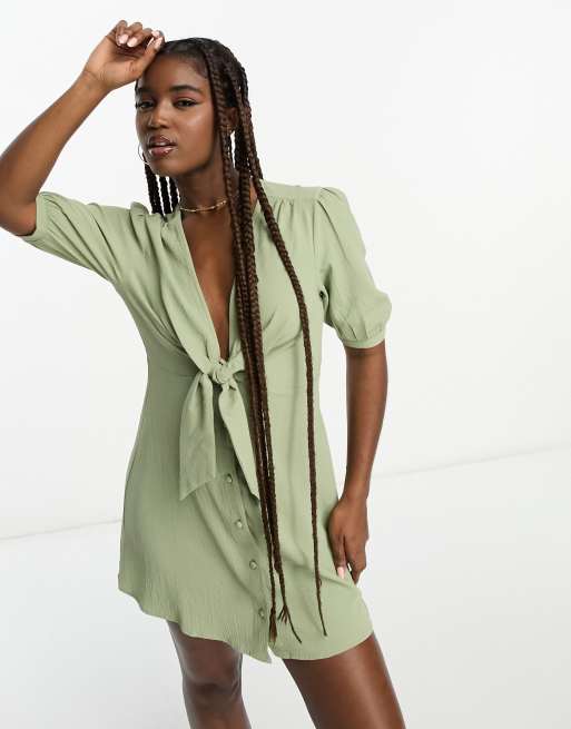 Asos design button through mini skater dress hotsell