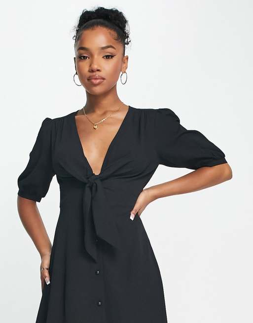 Black front tie on sale dress