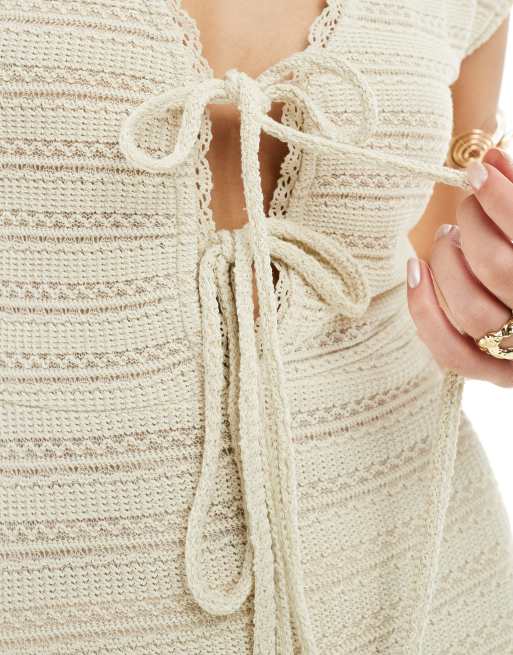 asos crochet maxi dress ASOS Design - Crochet Knit Halter Maxi Dress - Women - Cotton/Polyester - M