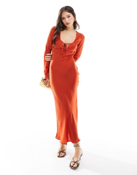 Orange wedding guest outlet dress