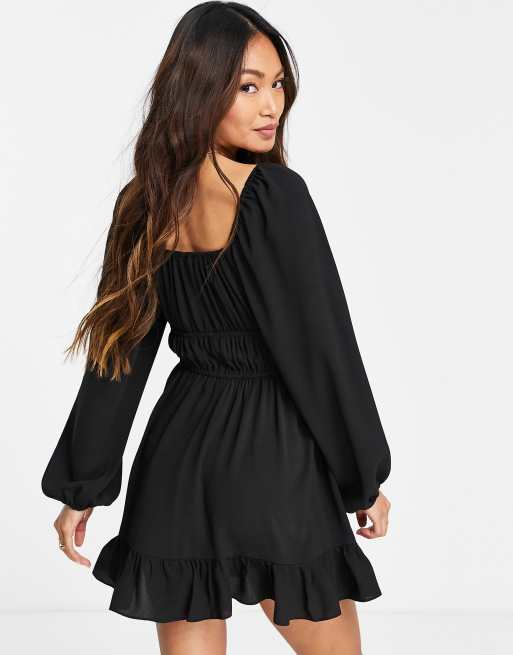 maxi dress, black dress, long sleeve mini dress for women, tea