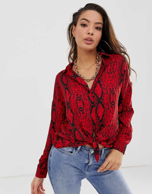 Animal print 2024 top red