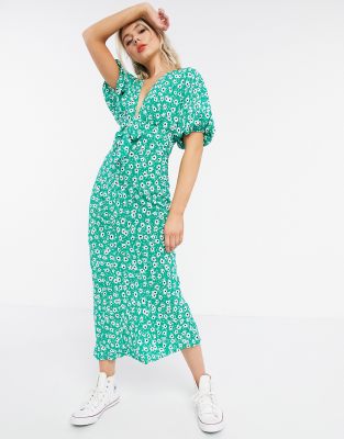 asos design green dress