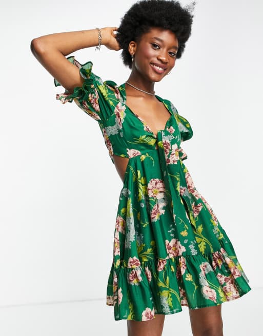 Asos green floral dress on sale