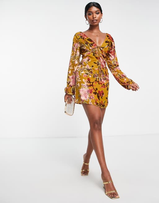 Asos design tie wrap around mini dress hotsell