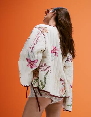 Asos Design Tie Front Quilted Jacket
