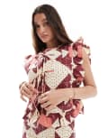 [ASOS DESIGN] ASOS DESIGN tie front quilted top (part of a set)-Multi 16 Multi