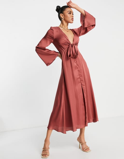 Midi cheap rust dress