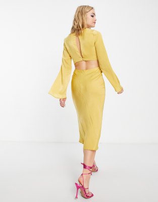 off the shoulder yellow prom dress Yellow Satin A-Line Ruffle Off-Shoulder Party Prom Dress – FancyVestido