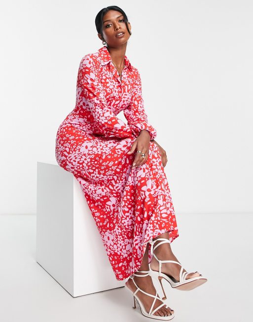 Red daisy deals print dress