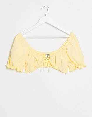 yellow tie front crop top