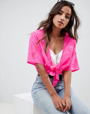 asos tie front top