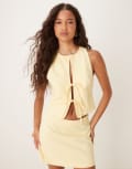 [ASOS DESIGN] ASOS DESIGN tie front waistcoat in buttermilk-Yellow 8 Buttermilk