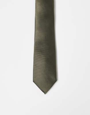 Asos Design Tie In Khaki-green