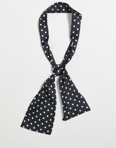 ASOS DESIGN tie neckerchief in black and white polka dot - view 1