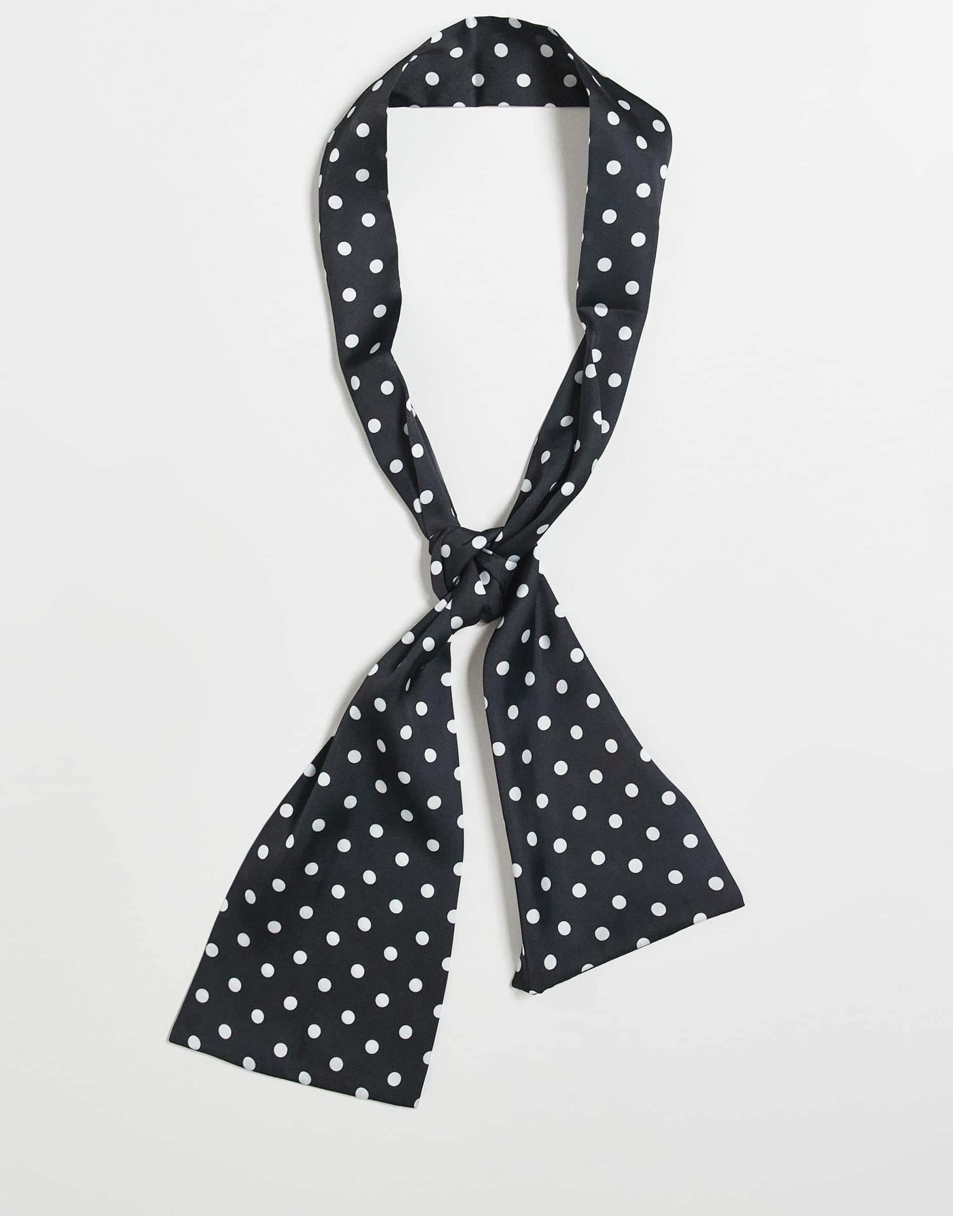 asos design tie neckerchief in black and white polka dot