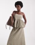 [ASOS DESIGN] ASOS DESIGN tie shoulder peplum cami top in gingham (part of a set)-Multi 4 Gingham