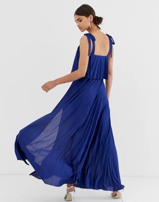 Asos design tie shoulder store pleated crop top maxi dress