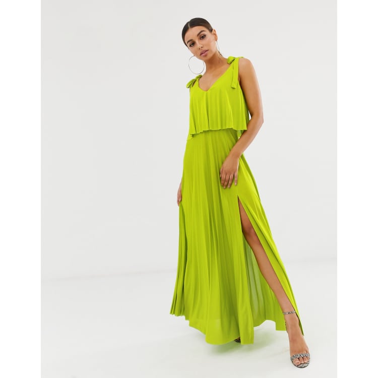 Asos design one shoulder pleated crop top maxi dress hotsell