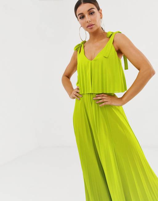 Asos design pleated crop top 2024 maxi dress