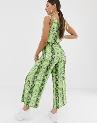 green snake print jumpsuit