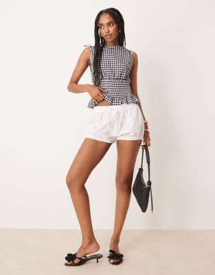 Asos Design Tie Shoulder Top With Shirred Waist In Black