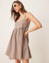 Topshop lace trim mini dress in satin soft gold