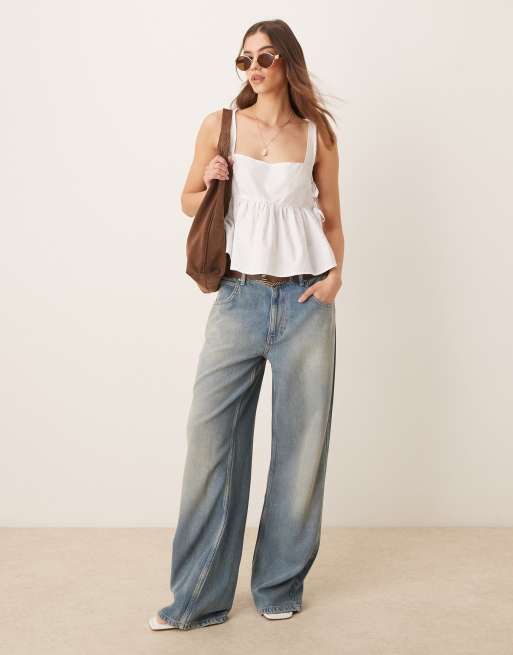 ASOS DESIGN tie side babydoll tank top in chocolate