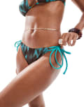 [ASOS DESIGN] ASOS DESIGN tie side bikini bottom with side loops in multi 10 Multi